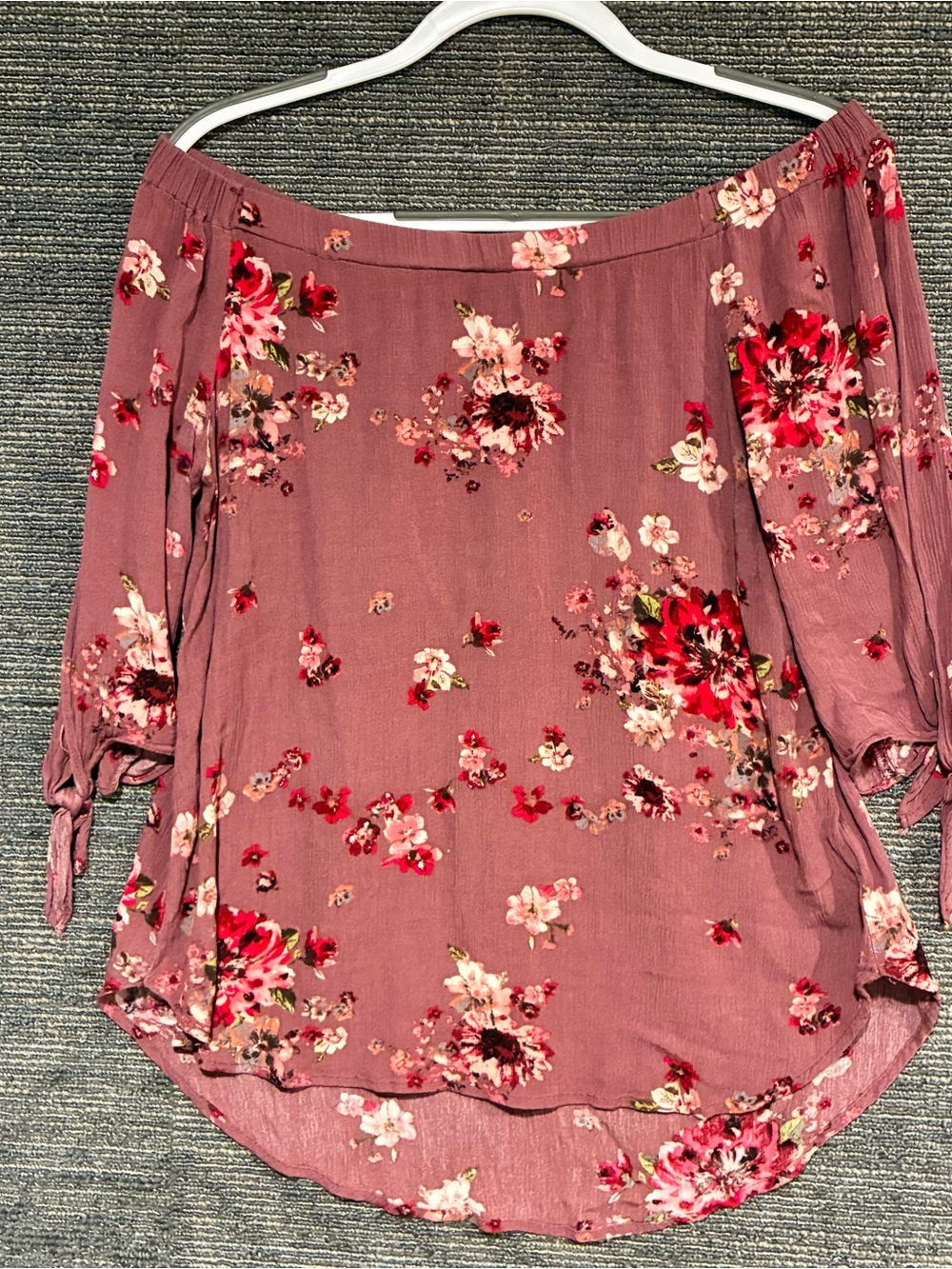 Staccato Rose-Mauve Floral Off-Shoulder Tunic